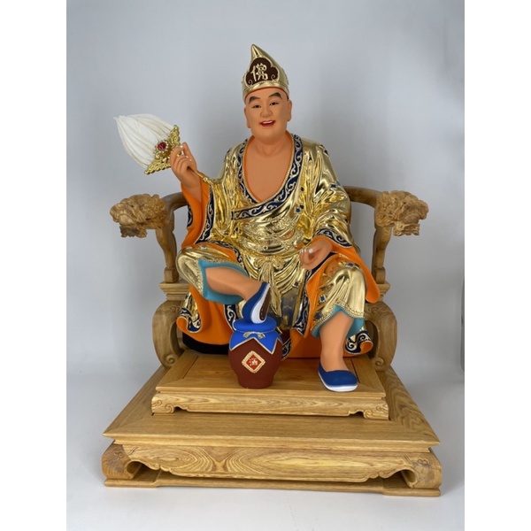 「華誠」濟公 神像 金身 1尺3拖1尺6 含檜木龍椅 樟木雕刻 活眼
