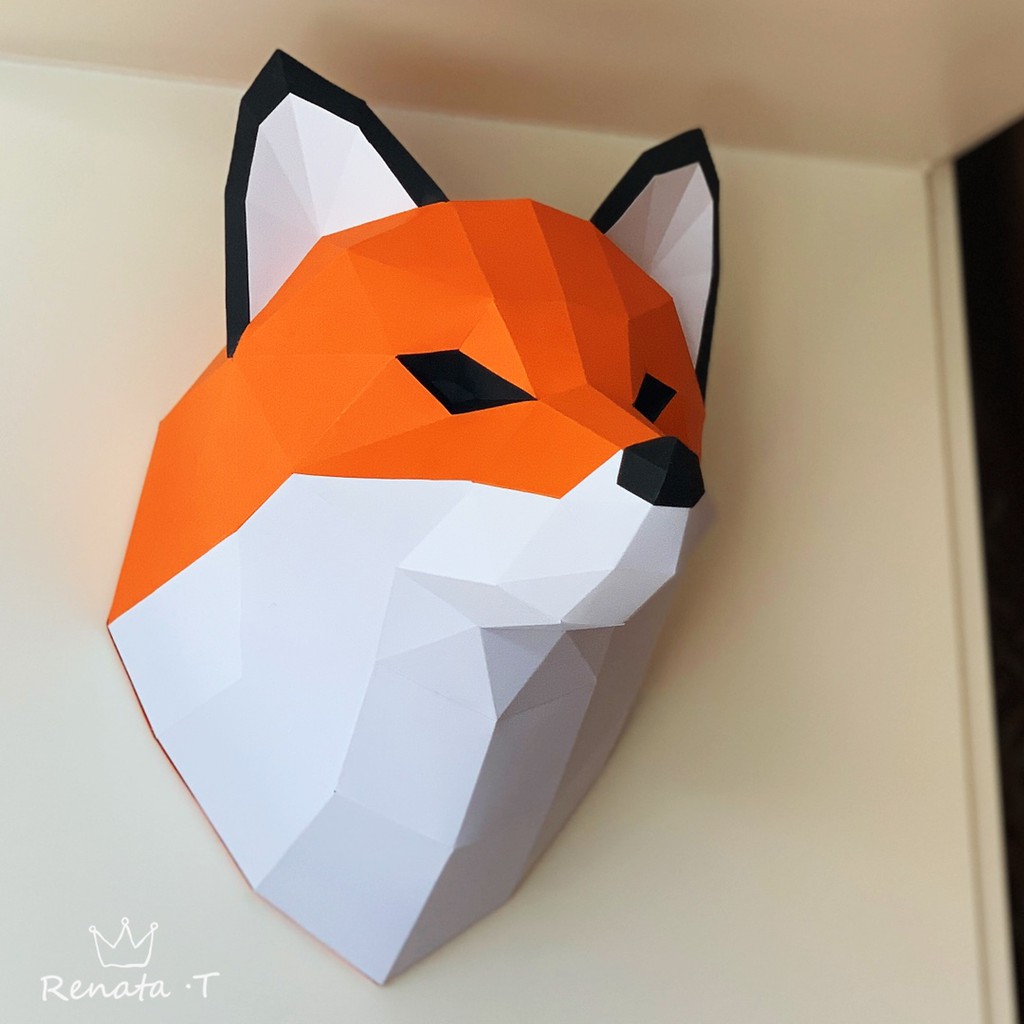 壁掛系列_狐狸壁掛 立體紙模型 手工DIY 3D 摺紙 折紙 折一折 紙製品 客廳 裝飾