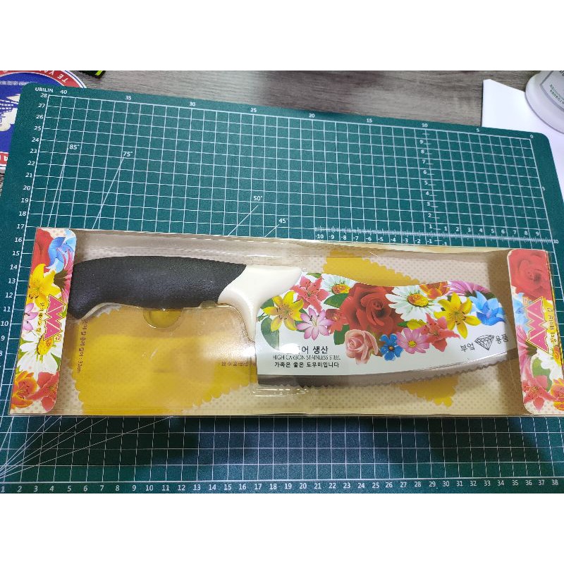 韓國製/鋸齒玫瑰彩繪刀/切肉/切水果
