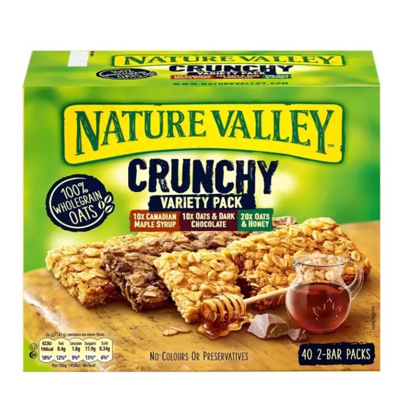 Nature Valley 天然谷 綜合口味燕麥棒 42公克 X 40條 蜂蜜 黑巧克力 加拿大楓糖漿 早餐棒 登山棒
