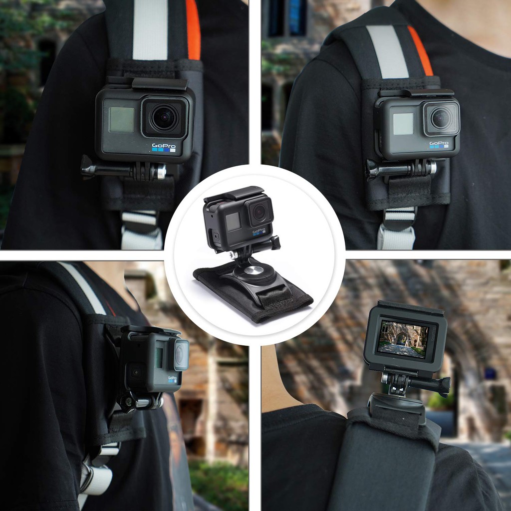 DJI Action 4/Insta360 X3/Pocket/Gopro等運動相機背包夾肩帶扣胸前肩膀包配件