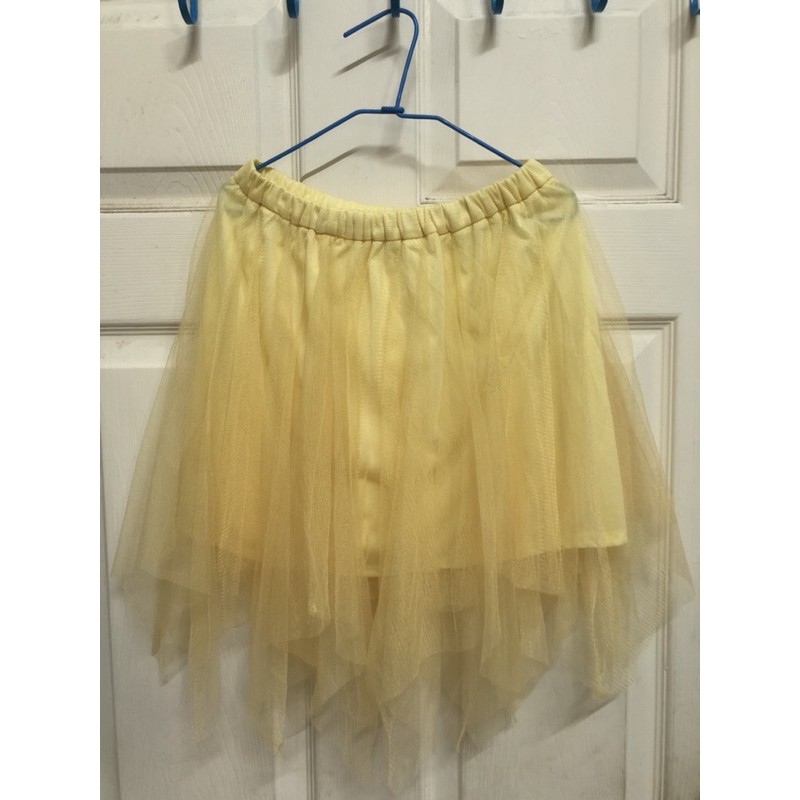 仙女紗裙 女童裝 尺寸120～130cm穿 黃色 內裙及膝 紗裙過膝 也可當萬聖節造型服飾穿搭