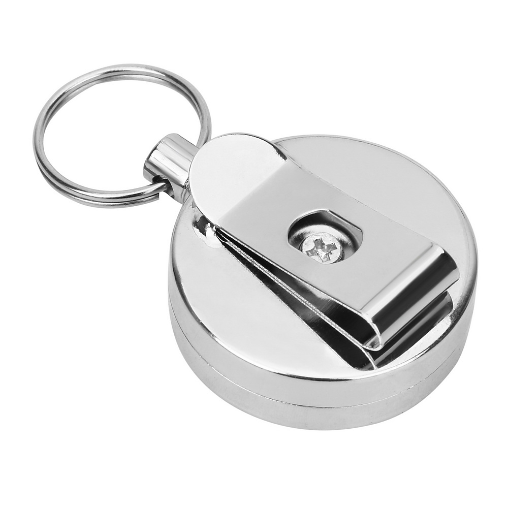 1x 拉鑰匙圈縮回鋼絲繩鑰匙鏈環夾 60cm 可擴展金屬線防盜鑰匙扣