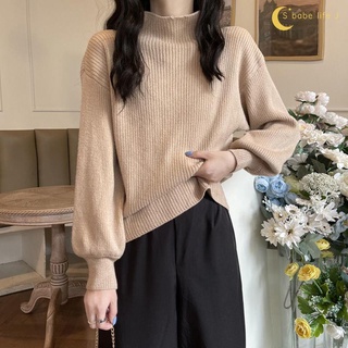 【泡芙衣櫃】復古日系慵懶半高領毛衣女秋季外穿2024年新款寬松針織衫長袖上衣