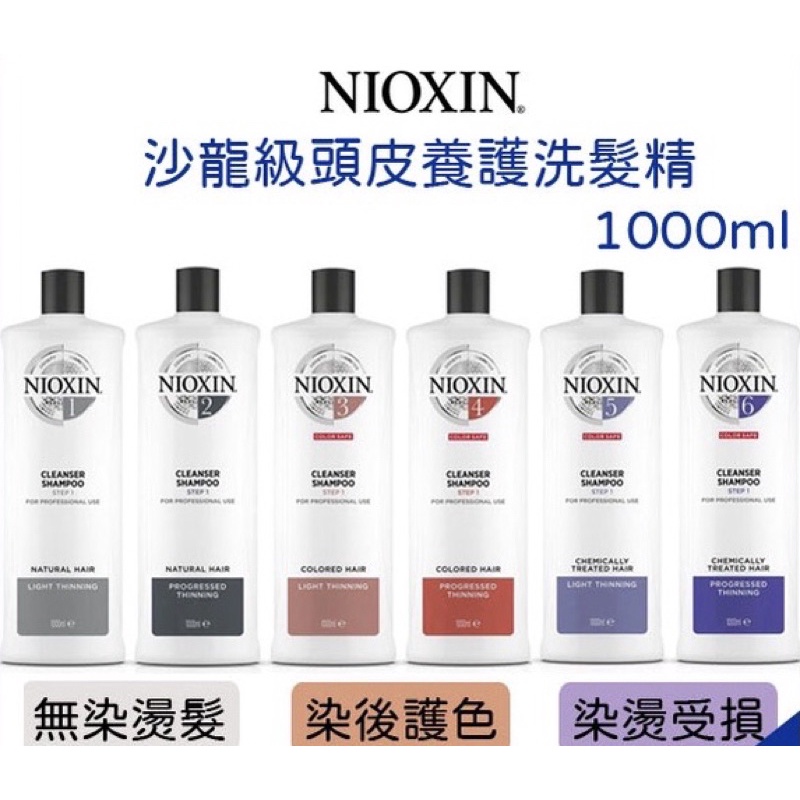 ［NIOXIN 儷康絲/耐奧森］頭皮養護洗髮精/潤髮1000ml 無染燙髮1_2 染髮護色3_4 染燙受損5