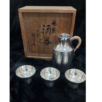 日本工藝 錫製 酒壺杯組 錫製酒器官 錫杯組