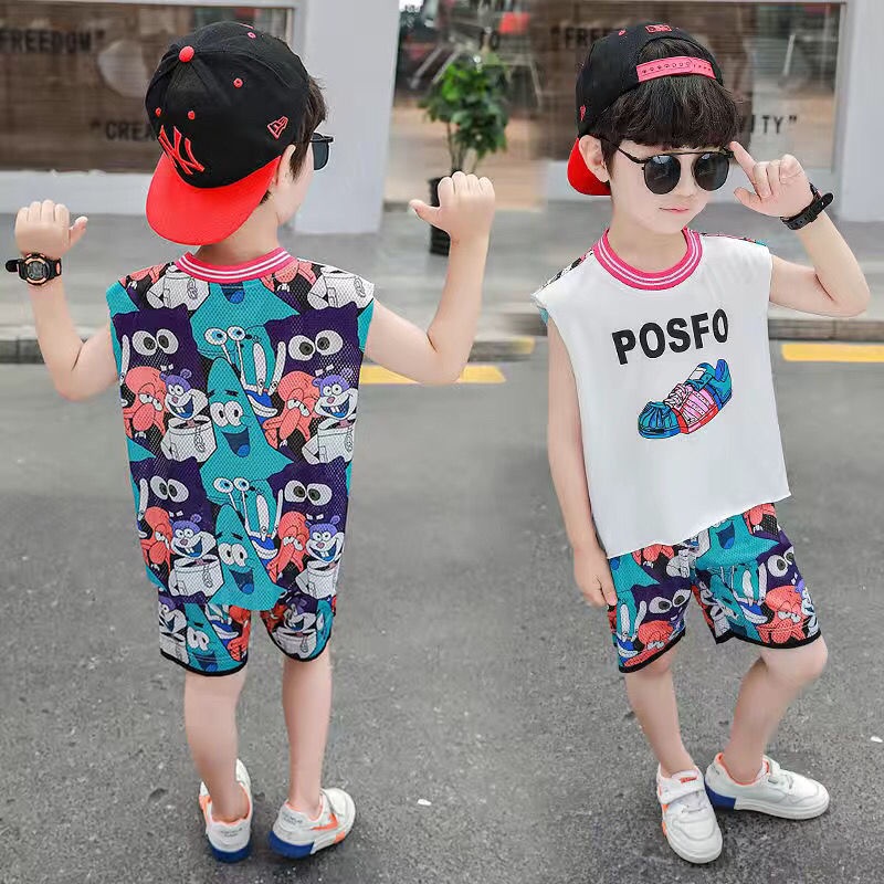 好寶貝童裝店源頭廠家最低價男寶寶背心套裝21薄款3歲小兒童2男童夏裝4速乾衣服夏季童裝潮5上衣類上衣男上衣短袖