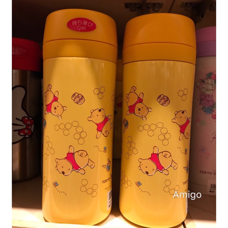 《 朋友禮品》日本 東京迪士尼樂園 維尼熊 小熊維尼 維尼 POOH 不鏽鋼保温瓶 保溫杯 水瓶 水杯 隨身瓶