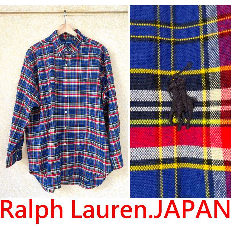 BLACK近全新Ralph Lauren刺繡馬球LOGO日本限定POLO蘇格蘭紋CITY BOY襯衫