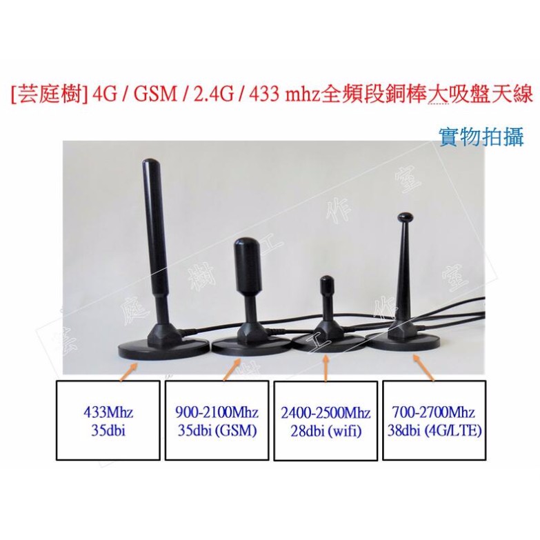 [芸庭樹] 現貨 433mhz GSM 4G 5G LTE 2.4Ghz WIFI 高增益 5公尺大吸盤天線 SMA公頭