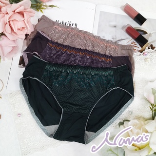 【露娜斯Nunas】維納粉典 蕾絲舒適 M-XL 貼身小褲 P8816 台灣製 英國綠 深紫 淺灰