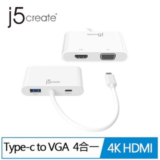 j5create JCA175 USB-C to VGA+4K HDMI 4合1螢幕轉接器原價 1190 (現省 341