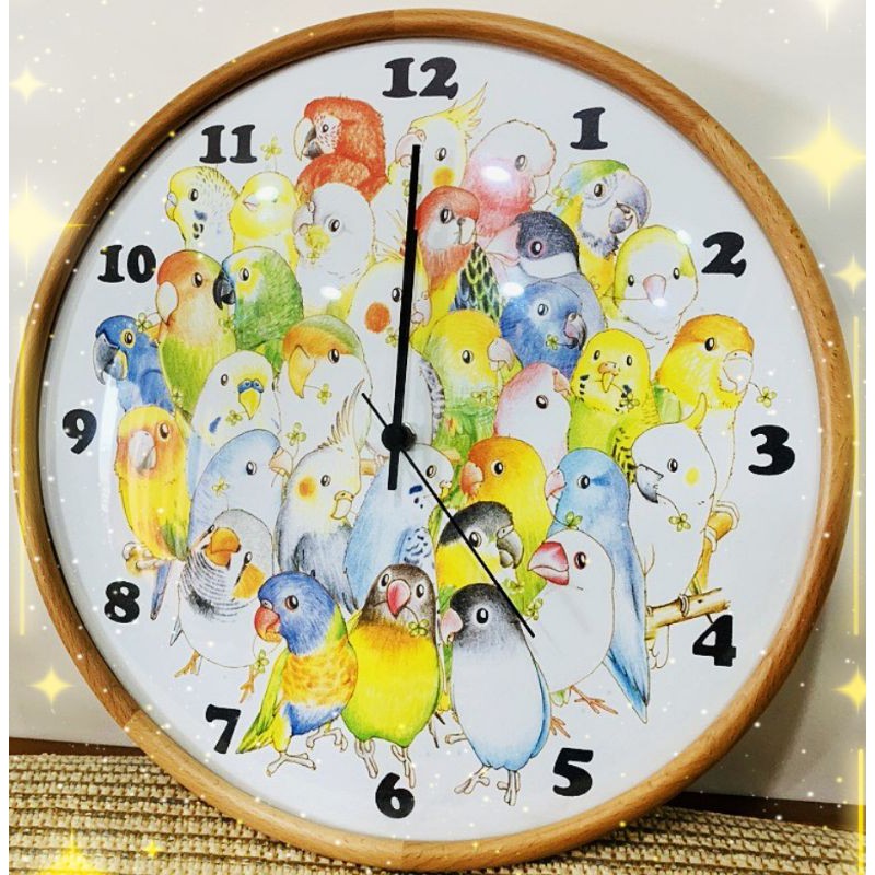 免運鸚鵡造型時鐘手繪造型日製櫸木時鐘