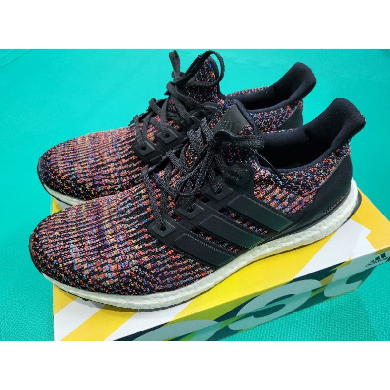 （九成五新） ADIDAS ULTRABOOST LTD 愛迪達經典BOOST超腳感限量彩虹編織男慢跑鞋（US10）