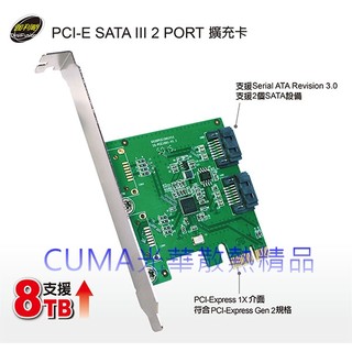 光華CUMA散熱精品*伽利略 PES320A PCI-E 擴充 SATA III x2 PORT 擴充卡~現貨