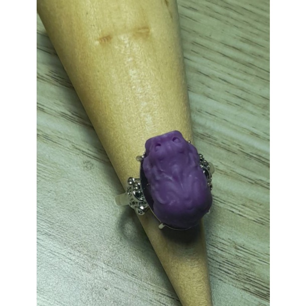 紫雲母皮貅銅戒托戒指
