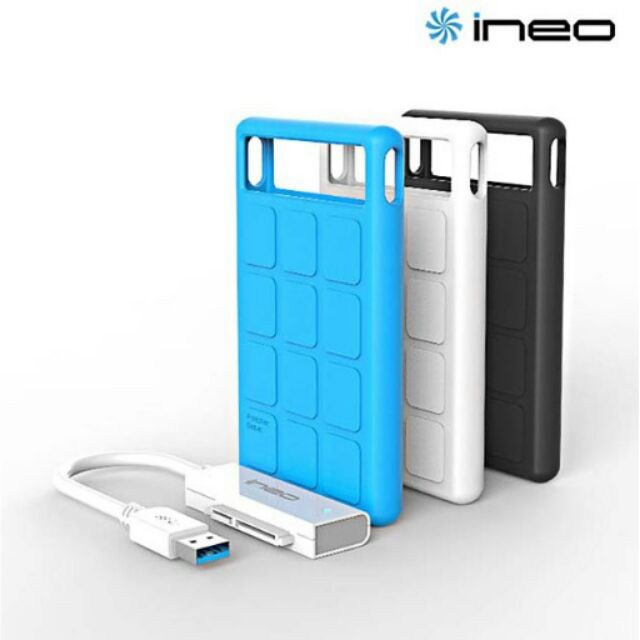 傳揚 ineo USB 3.0 多彩防震防摔 2.5吋行動硬碟外接盒 I-NA218 天空藍