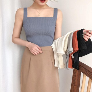 6 色純棉彈力韓國女式背心女式無袖上衣 # 1600
