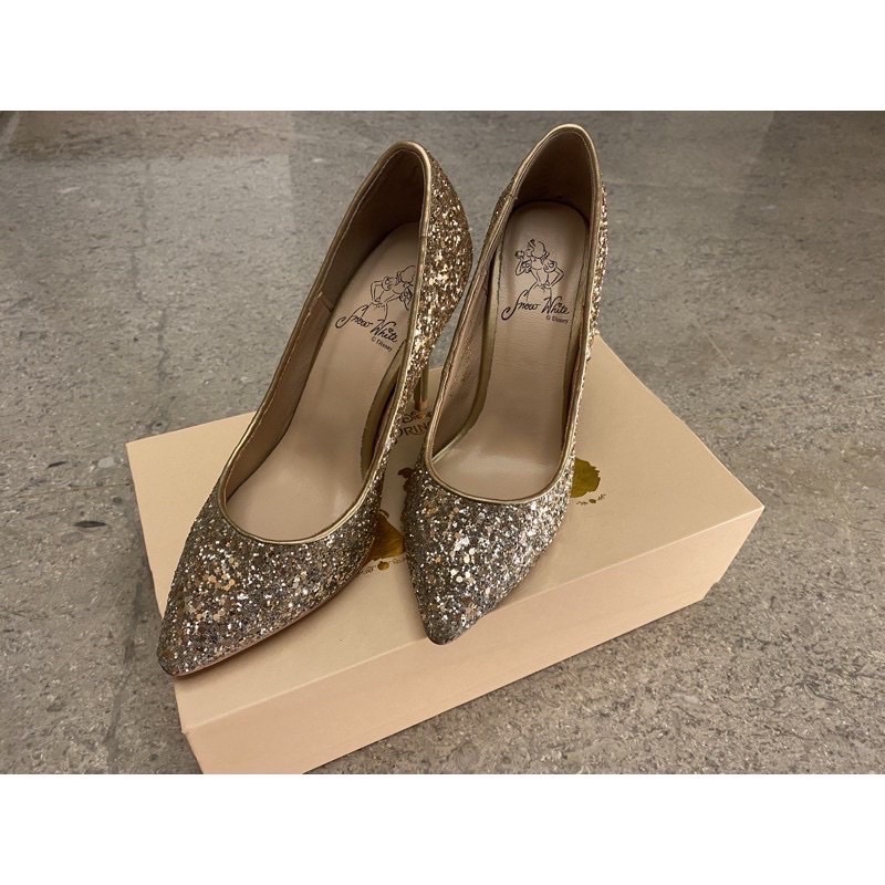 （實拍）原價1980 Grace Gift 手工婚鞋-白雪公主璀璨漸層碎石高跟鞋10cm
