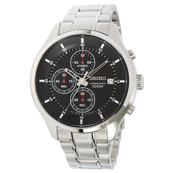 【金台鐘錶】SEIKO 手錶 精工表 經典時尚 黑面  日期 三眼計時  鋼帶男錶  SKS539P1