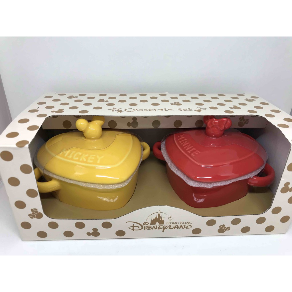 香港迪士尼 米奇米妮 陶瓷 心型有蓋 碗/器具/烘培器具