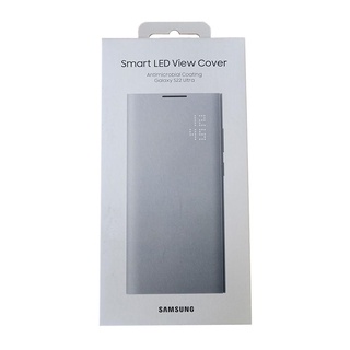 三星 Samsung Galaxy S22 Ultra LED 皮革翻頁式皮套 (淺灰) EF-NS908(平行進口)