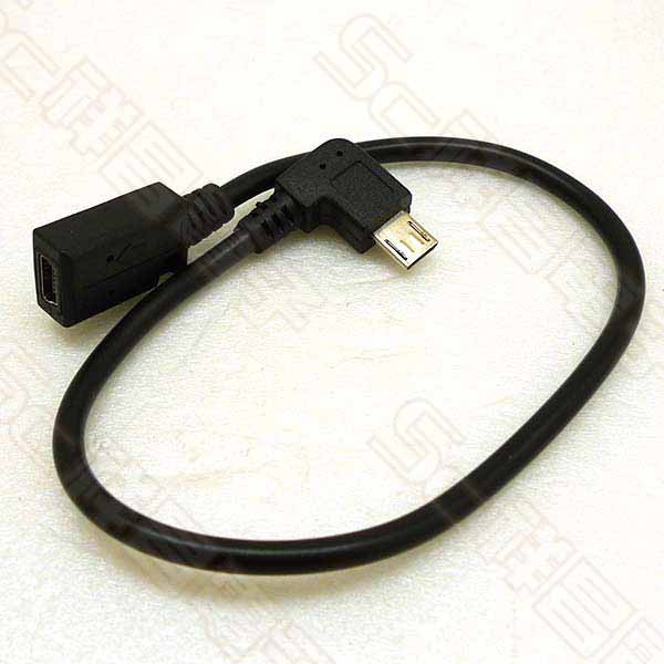 【祥昌電子】USB Micro USB公 90度 轉 MINI 5P母 25cm