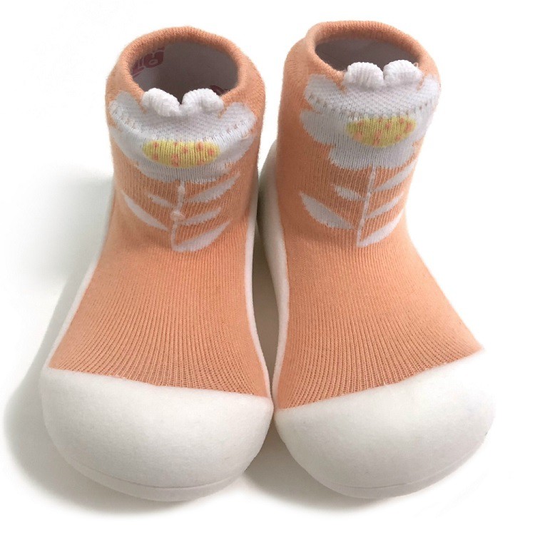韓國 Attipas 快樂腳襪型學步鞋- 粉菊/黑色 小花【安琪兒婦嬰百貨】