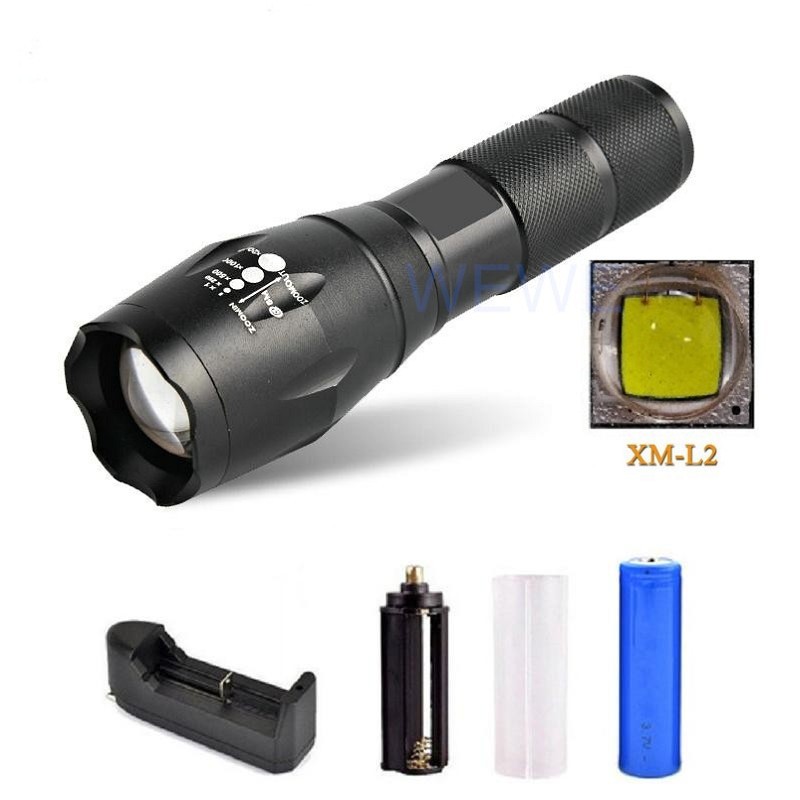 CREE XM-L2 爆亮 魚眼  LED 變焦手電筒/維修/停電/登山露營 18650鋰電池充電器套裝組非Q5T6