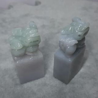 天然a貨緬甸玉冰種貔貅印章一隻800，2隻1500
