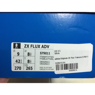 全新 ADIDAS Originals ZX FLUX ADV 全白球鞋 US 9