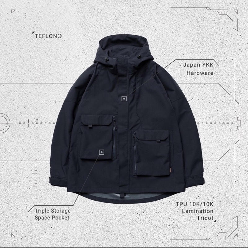 E.4th "Geometry" Mountain Parka - Navy