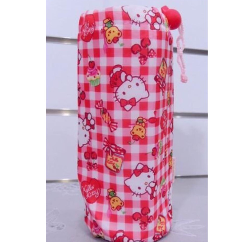 牛牛的媽*日本進口正版商品~HELLO KITTY保冷水壺袋 保溫袋 凱蒂貓紅色格子款蒂保溫袋 環保袋超級實用的