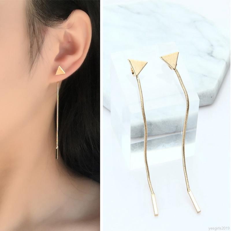[優質現貨]時尚三角形耳環 流蘇鏈條耳環 氣質耳飾 韓國簡約耳環ins潮