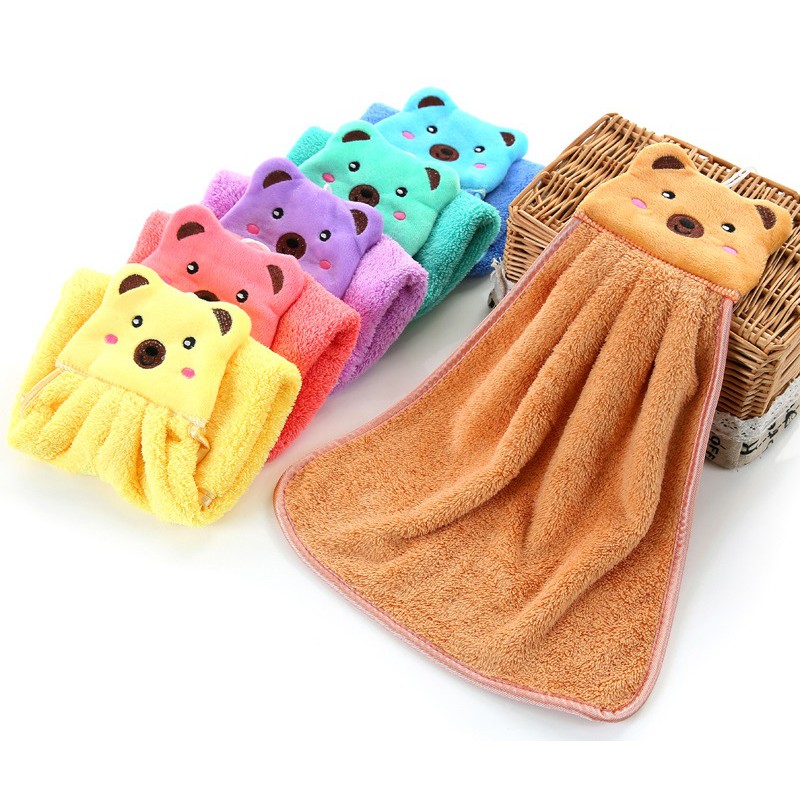 小熊造型 珊瑚絨擦手巾 吸水掛巾