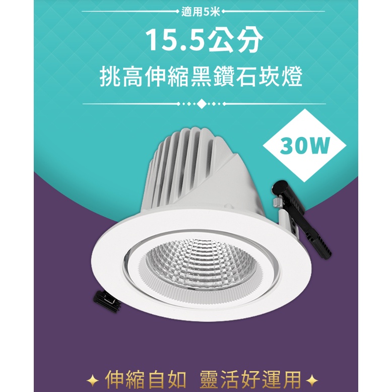 🚛運費老闆出🚛舞光 LED 30W 高演色 RA90 崁孔 15cm 15.5CM 伸縮 崁燈 暖白 15.5公分