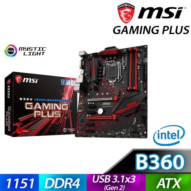 【買一送一】 MSI 微星 B360 GAMING PLUS 主機板 隨機送百元小禮