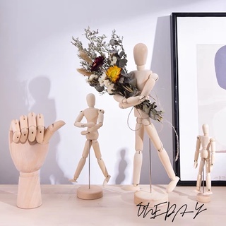 ONEDAY ✨關節手模型 關節人偶 裝飾品 木頭人 模型 木頭娃娃 木質 小木偶 手造型 擺件 家居 裝飾品