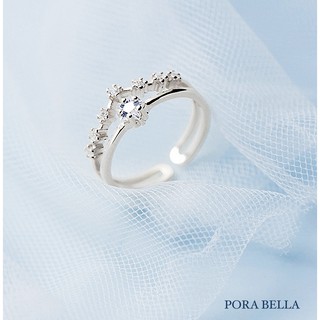 <Porabella>925純銀鋯石戒指 獨特 閃耀 守護星 可調開口式 銀戒 Rings