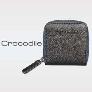 Crocodile 鱷魚皮件 零錢包男 真皮 輕巧方形拉鍊 荔紋系列 Easy 0103-08001-黑咖兩色