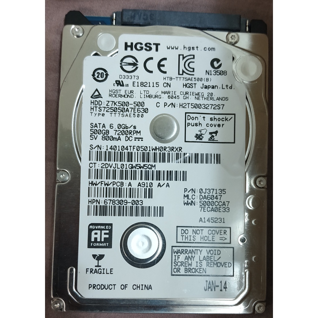 HGST SEAGATE TOSHIBA 500GB 7mm 9mm 2.5吋硬碟 機械硬碟 筆電用硬碟 SATA3