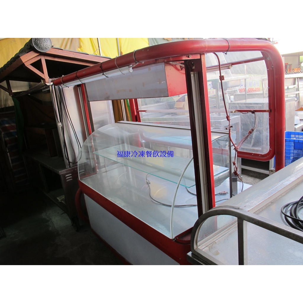 **福康冷凍餐飲設備**中古 手工厚板玻璃展示餐車台.鹽酥雞滷味攤車台