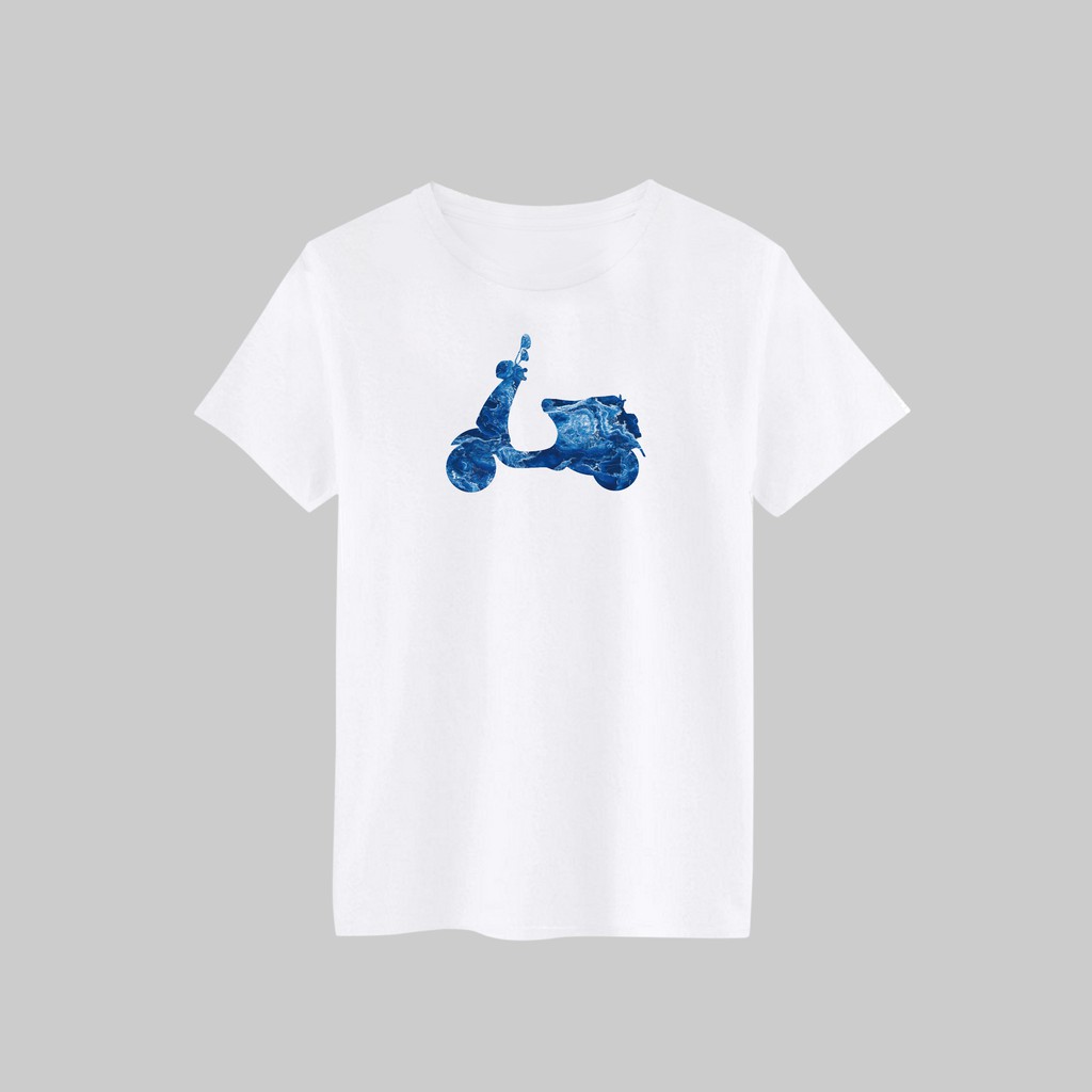 Vespa 偉士牌 經典 手繪 LX125 海藍 大理石紋 T恤 男女皆可穿 下單備註尺寸 短T 素T 素踢 TEE