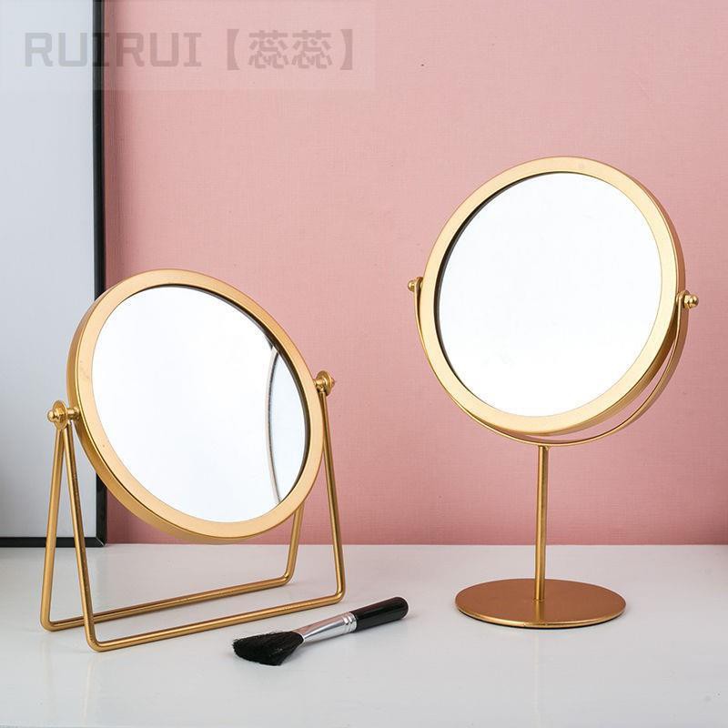 【RUIRUI】【北歐網紅立式梳妝鏡】 圓形梳妝鏡 化妝鏡 鏡子 高腳立式 極簡北歐ins風 時尚美觀