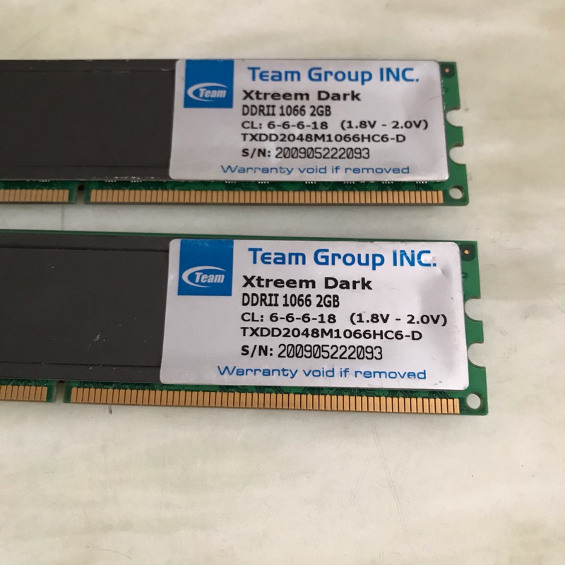 Team Group十銓2g記憶體，DDR2，1066，保證良品，特賣1組2支140元