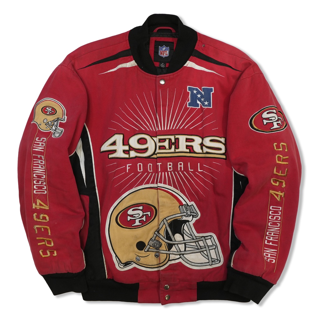 極樂鳥古著-舊金山49人賽車外套/49ers/美式足球/電繡外套