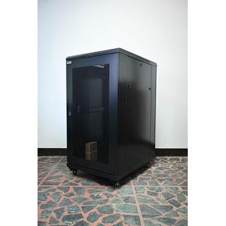 19吋 60cm寬x80cm深 22U 黑色 前後通風網門機櫃 網路機櫃 伺服器機櫃 電腦機櫃 監視系統