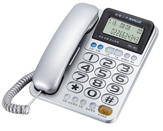 【通訊達人】【含稅】SANLUX台灣三洋TEL-851來電顯示有線電話_話筒增音/和弦鈴聲/超大鈴聲/大字鍵_銀/紅/灰
