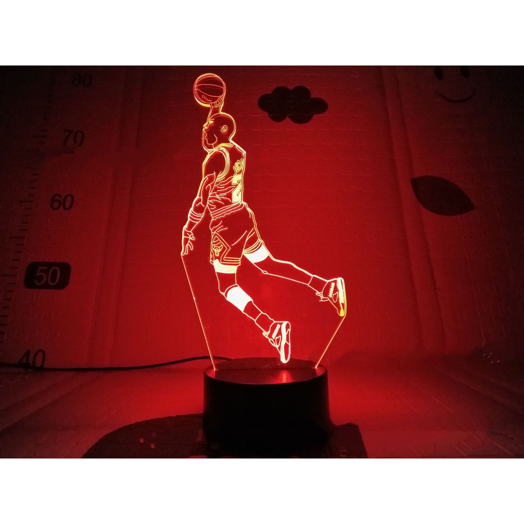 [現貨]灌籃3D視覺立體燈 jordan NBA球星喬丹 公牛 七彩漸變氣氛 觸摸開關 錯覺燈 小夜燈 趣味創意禮物
