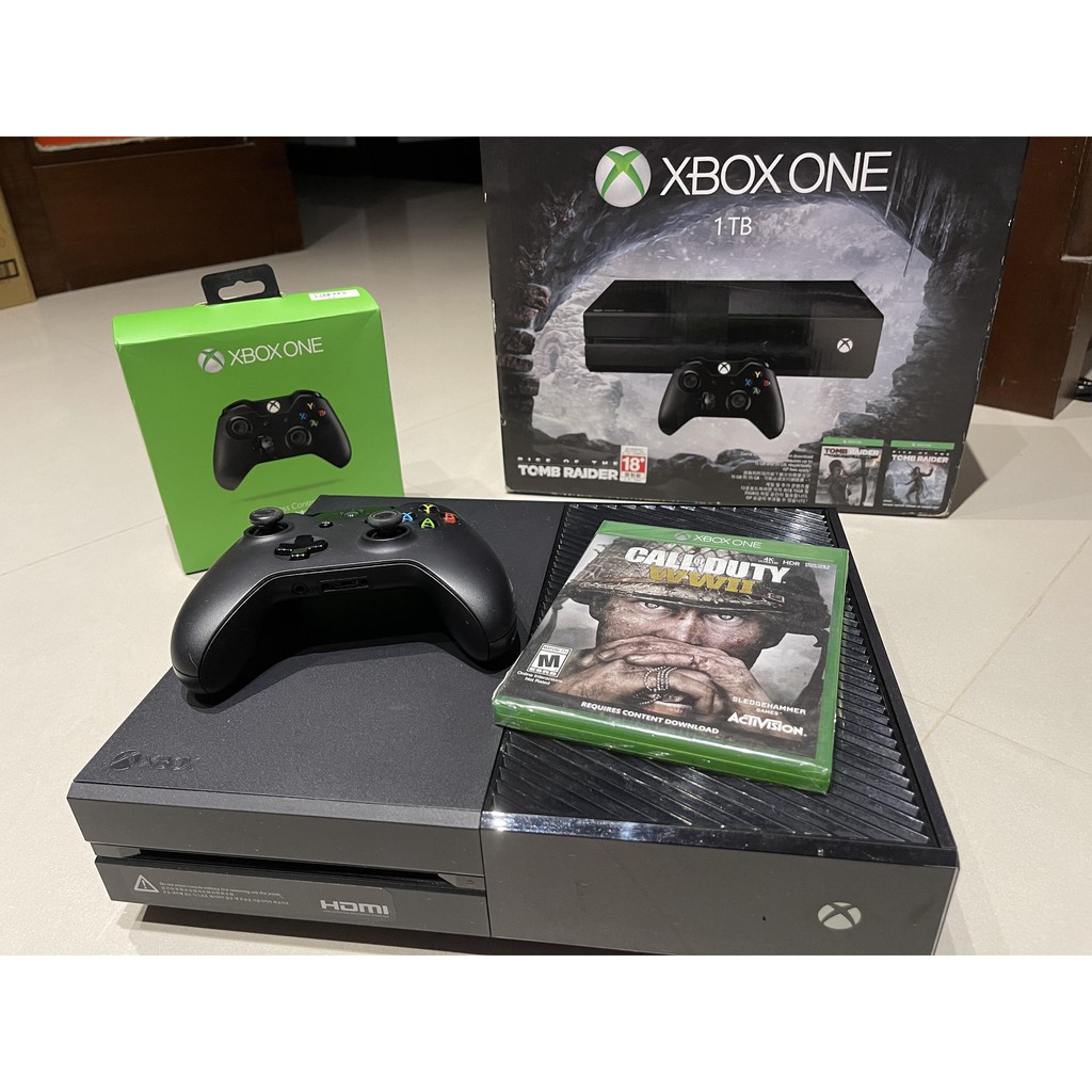 Xbox one 1TB 1540 古墓奇兵同捆版黑色（9成新，共兩隻搖桿，三個遊戲） | 蝦皮購物